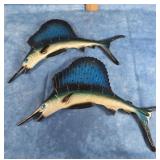 PAIR OF NAUTICAL SAILFISH WALL DECOR 11" LONG
