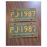 SET OF VINTAGE 1959 MICHIGAN LICENSE PLATES