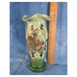 OPALINE GLASS MANTEL VASE HAND-PAINTED