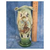 OPALINE GLASS MANTEL VASE HAND-PAINTED