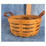 1998 LONGABERGER ROUND BASKET LEATHER HANDLES