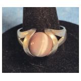 STERLING SILVER RING W/ FLOATING ROSE QUARTZ