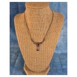 STERLING SILVER MARCASITE GARNET NECKLACE 7G