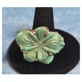 SALLY C. TREASURES CARVED TURQUOISE STERLING RING