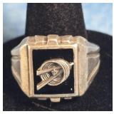 VTG. BOY SCOUT EXPLORER STERLING SILVER BLACK ONYX