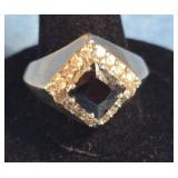 BLACK ONYX STERLING SILVER 925 RING SIZE 8