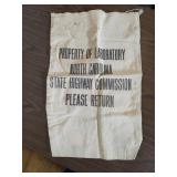 NORTH CAROLINA STATE HIGHWAY COMMISION CLOTH BAG