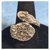 VTG. STERLING SILVER SPOON BYPASS RING SIZE 6