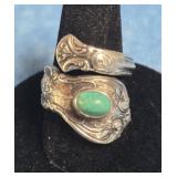 STERLING TURQUOISE OLD MASTER SPOON RING BY TOWLE