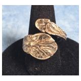 VTG. STERLING SILVER SPOON BYPASS RING SIZE 6