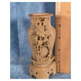 VINTAGE HAND-CARVED SOAPSTONE VASE 5"
