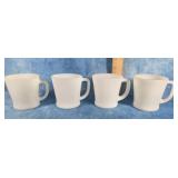 4 FIRE KING MILK GLASS COFFEE MUGS