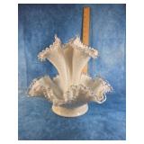 FENTON SILVER CREST EPERGNE MILK GLASS