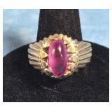 VTG. STERLING SILVER PINK QUARTZ RING SIZE 9