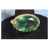 VTG. STERLING SILVER EMERALD RING SIZE 7