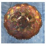 FENTON GRAPEVINE PATTERN CARNIVAL GLASS CANDY DISH