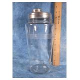 VINTAGE ART DECO GLASS COCKTAIL SHAKER