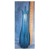 BLUE SWUNG GLASS VASE 13"