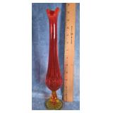 MID-CENTURY SWUNG GLASS VASE 11.5"