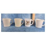 FOUR FIRE-KING MILK GLASS COFFEE MUGS