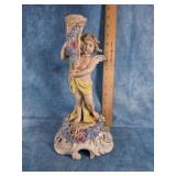PORCELAIN FIGURAL CANDLESTICK HOLDER WITH CHERUB