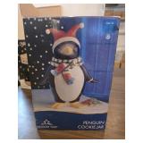 HOLIDAY TIME PENGUIN COOKIE JAR IN BOX