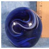 GENTILE GLASS CO. BLUE SWIRL ART GLASS PAPERWEIGHT