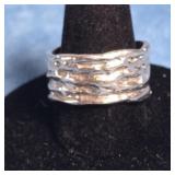 TEXTURED STERLING SILVER WIDE BAND RING 5G