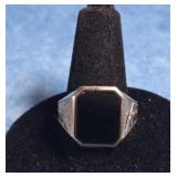 STERLING SILVER BLACK ONYX STATEMENT RING SIZE 8