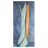 LARGE BLUE ART GLASS VASE 15.5" TALL