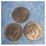 THREE EISENHOWER DOLLAR COINS