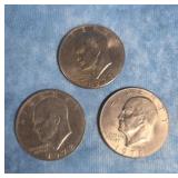THREE EISENHOWER DOLLAR COINS