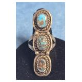 NATIVE AMERICAN STERLING SILVER TURQUOISE RING
