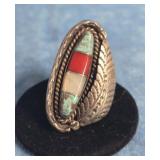 NATIVE AMERICAN STERLING SILVER STATEMENT RING