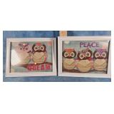 PAIR OF HANGING OWL PICTURES