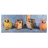 4 COUNT OWL FIGURINES