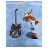 TWO HANGING OWL DECORATIONS