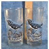 TWO ANN PAGE "BLUE WARBLER" PEANUT BUTTER GLASSES