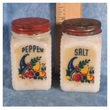 HAZEL ATLAS MILK GLASS CORNUCOPIA SALT & PEPPER