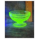 FEDERAL GLASS CABBAGE ROSE URANIUM FOOTED SHERBET