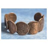 VINTAGE 1977 PENNY COIN CUFF BRACELET