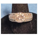 STERLING SILVER CZ ENGAGEMENT RING SIZE 5.5