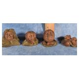 FOUR TOM CLARK NUTHEAD FIGURINES SIGNED