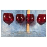 FOUR RUBY RED BALLOON WINE GLASSES