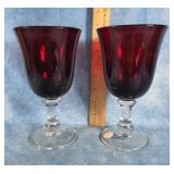 PAIR OF RUBY RED WATER GOBLETS