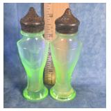 URANIUM GLASS SALT & PEPPER SHAKERS