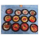 MID-CENTURY TIN DRINK COASTERS SET OF 12