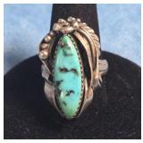 NAVAJO TURQUOISE STERLING SILVER RING SIZE 5.5