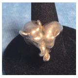 STERLING SILVER SCULPTED ELEPHANT RING SIZE 4
