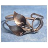 STERLING SILVER CALLA LILY CUFF BRACELET  16 GRAMS